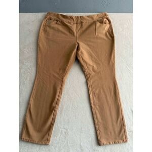 Quacker Factory DreamJeannes Camel Tan Pull On Knit Pants Rhinestone Heart 2X